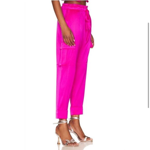 NEW Cami NYC Carmen Silk Cargo Pants Neon Pink Size XS - Picture 3 of 9